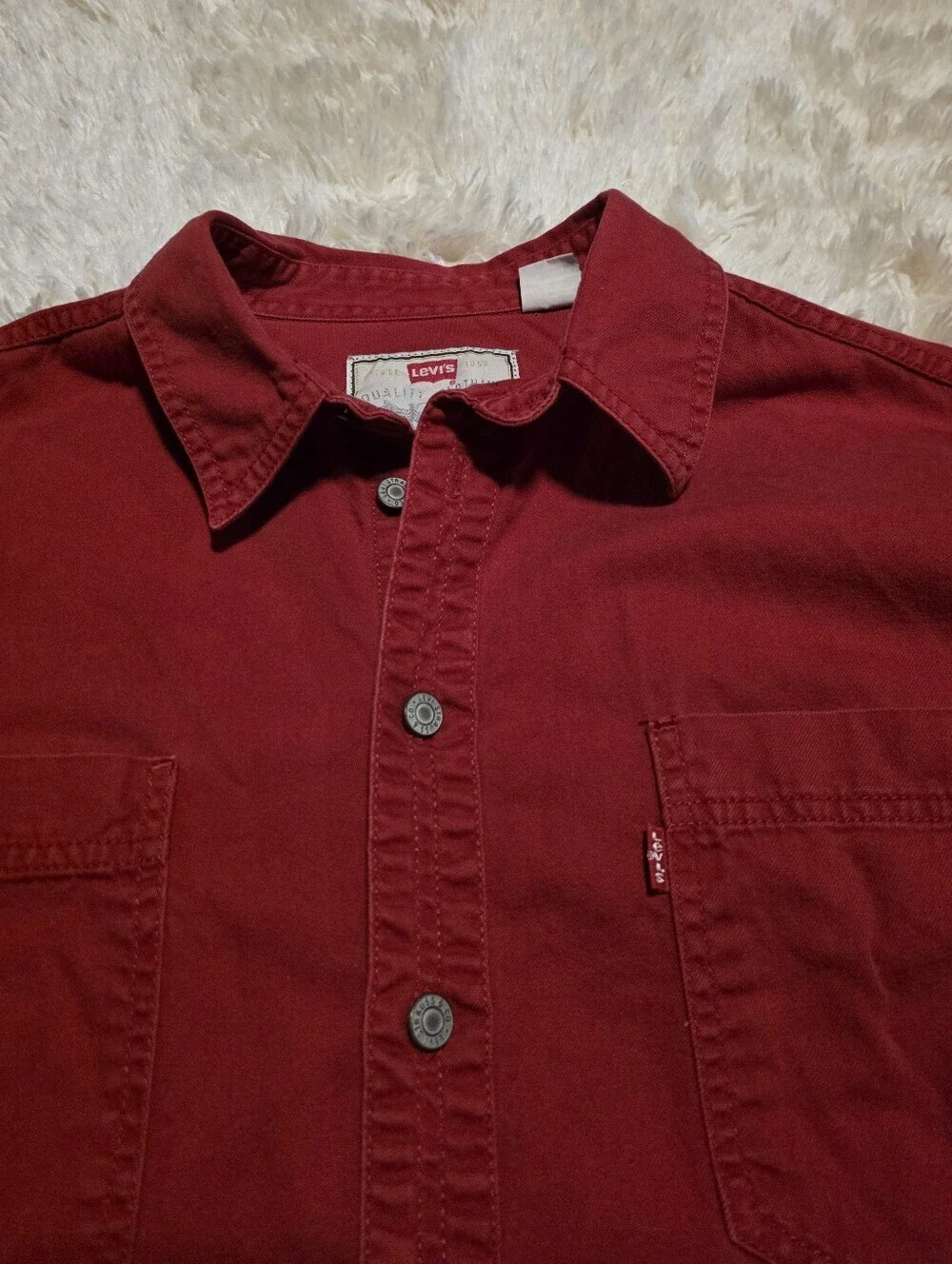 Vintage Levi's Men's Red Tab Casual Western Work Button-Down Red Shirt Sz. Large